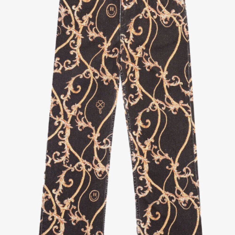 Ganni Print Denim Betzy Cropped Sz 27